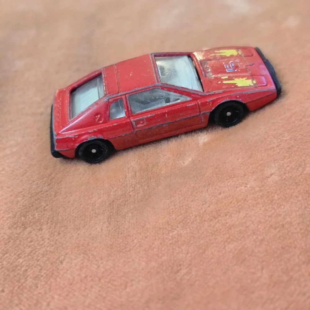 VTG Lotus Esprit Model Toy Race Car Red Diecast Toy Made In Hong Kong Flames